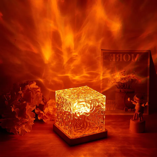 Lampe Cristal Cube Effet Flamme