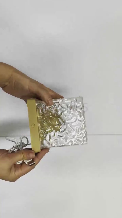 Lampe Cristal Cube Effet Flamme